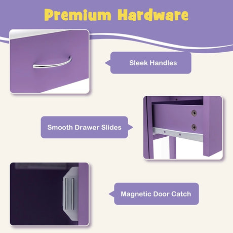 Kids Learning Desk &amp; Chair Set  for Bedroom &amp; Study Room-Purple
