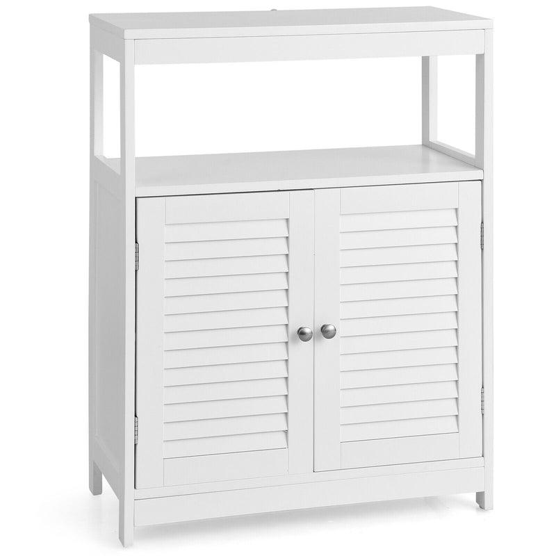 Freestanding Bathroom Floor Cabinet with Double Shutter Doors-White