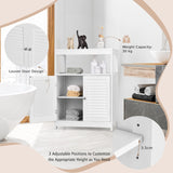 Freestanding Bathroom Floor Cabinet with Double Shutter Doors-White
