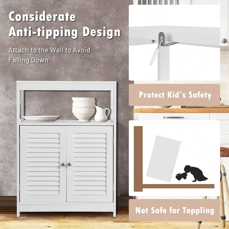 Freestanding Bathroom Floor Cabinet with Double Shutter Doors-White