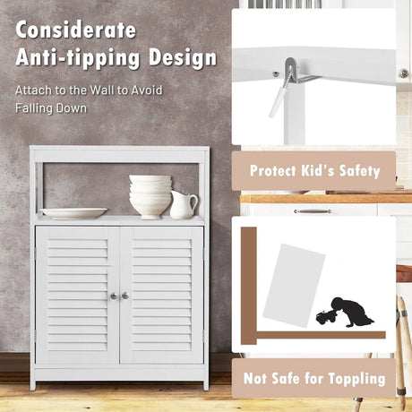 Freestanding Bathroom Floor Cabinet with Double Shutter Doors-White