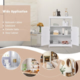 Freestanding Bathroom Floor Cabinet with Double Shutter Doors-White
