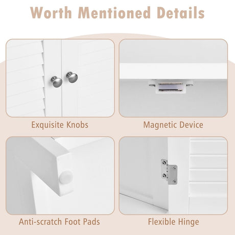 Freestanding Bathroom Floor Cabinet with Double Shutter Doors-White