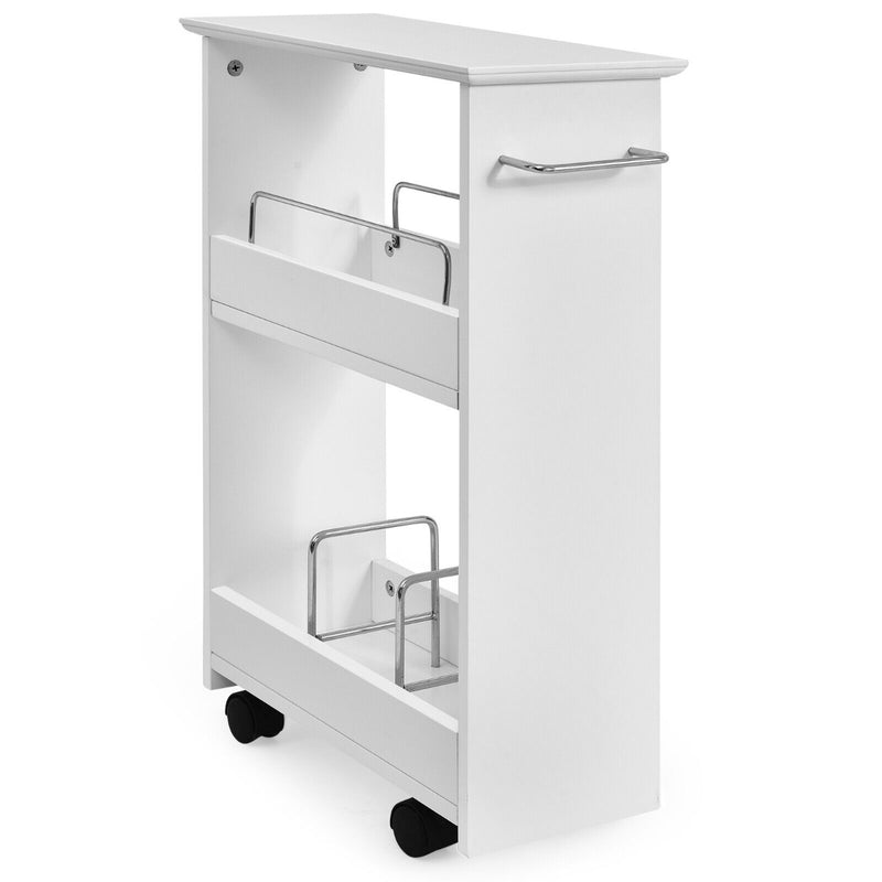 Slim Bathroom Storage Cabinet with 2-Tier Shelves for Kitchen & Bathroom