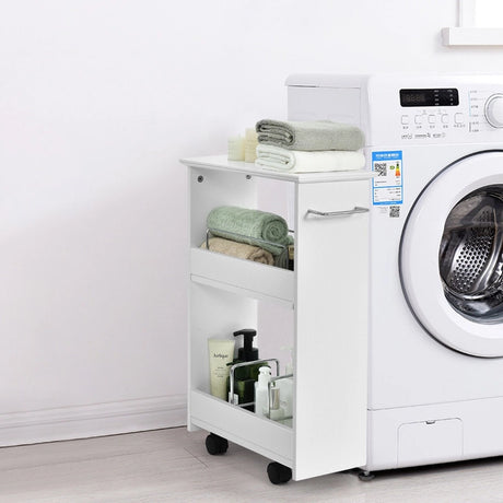 Slim Bathroom Storage Cabinet with 2-Tier Shelves for Kitchen & Bathroom