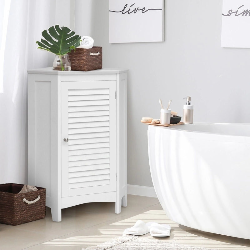 Free-Standing Corner Shutter Door Cabinet with Single Doors & 2 Shelves
