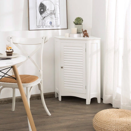 Free-Standing Corner Shutter Door Cabinet with Single Doors & 2 Shelves
