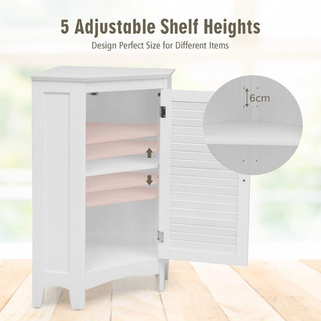 Free-Standing Corner Shutter Door Cabinet with Single Doors & 2 Shelves