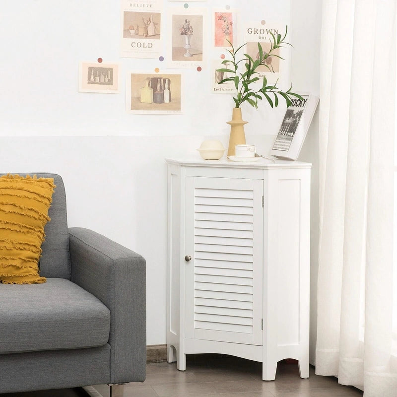 Free-Standing Corner Shutter Door Cabinet with Single Doors & 2 Shelves