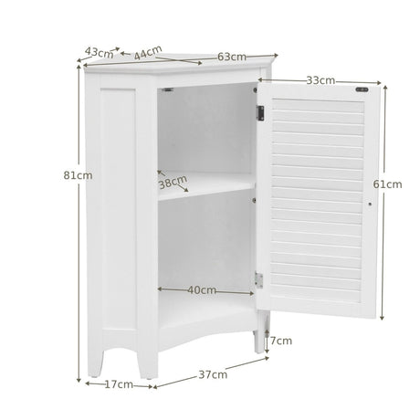 Free-Standing Corner Shutter Door Cabinet with Single Doors & 2 Shelves