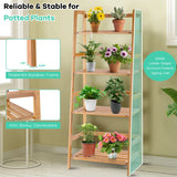4-Tier Bamboo Plant Shelf with Guardrails for Patio, Bathroom