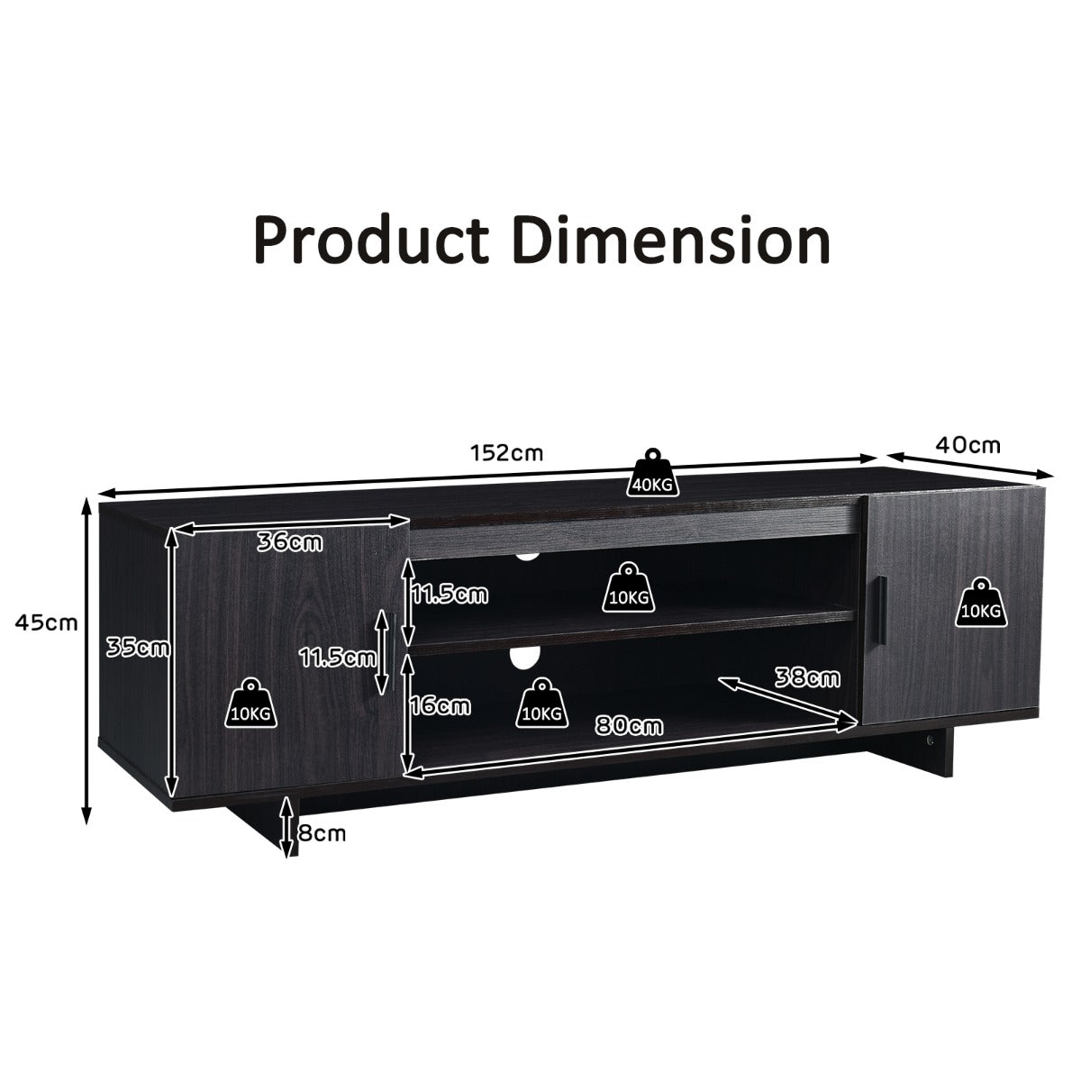 Modern Wood Universal TV Stand for TV up to 65 Inch with 2 Storage Cabinets