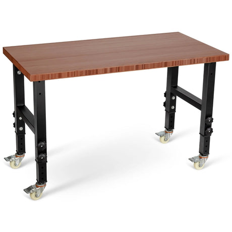 48  24 Inch Adjustable Height Mobile Workbench with Caster-Brown