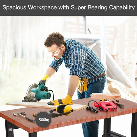 48  24 Inch Adjustable Height Mobile Workbench with Caster-Brown