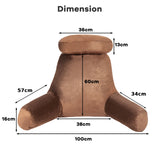 Reading Pillow TV Bed Rest Memory Foam with Arms Rests Neck Roll Back Support-Brown