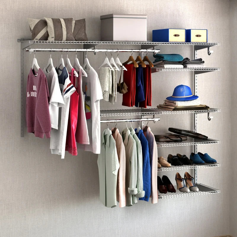 Custom Closet Organizer Kit with Cloth Rods for Bedroom
