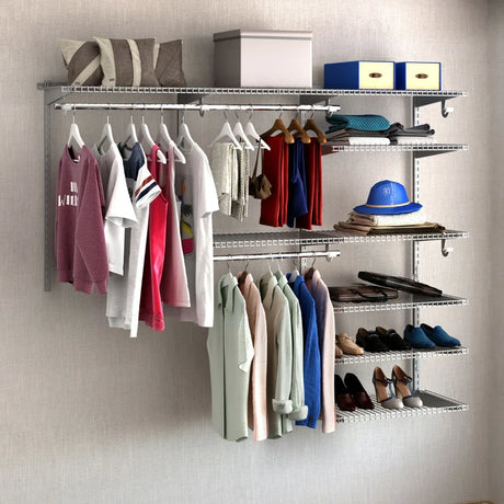 Custom Closet Organizer Kit with Cloth Rods for Bedroom