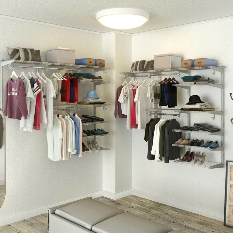 Custom Closet Organizer Kit with Cloth Rods for Bedroom