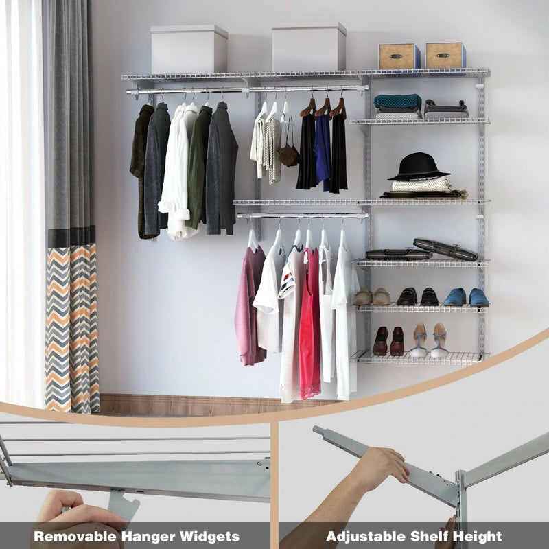 Custom Closet Organizer Kit with Cloth Rods for Bedroom
