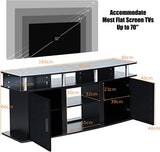63" TV Entertainment Console Center with 2 Cabinets-Black