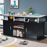 63" TV Entertainment Console Center with 2 Cabinets-Black