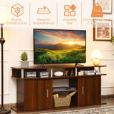 63 Inch TV Entertainment Console Center with 2 Cabinets-Walnut