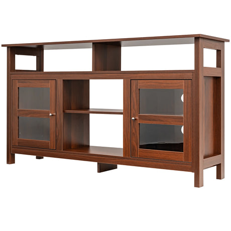 58 Inch TV Stand Entertainment Console Center with 2 Cabinets-Brown