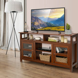 58 Inch TV Stand Entertainment Console Center with 2 Cabinets-Brown