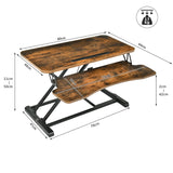 Height Adjustable Stand Up Desk Riser with Large Keyboard Tray and Tablet Holder