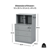 3 Drawer Dresser with Cubbies Storage Chest for Bedroom Living Room-Gray