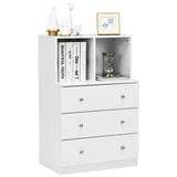 3 Drawer Dresser with Cubbies Storage Chest for Bedroom Living Room-White