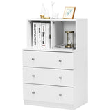 3 Drawer Dresser with Cubbies Storage Chest for Bedroom Living Room-White