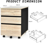 3-Drawer Mobile File Cabinet with Anti-tilt Design for Home & Office