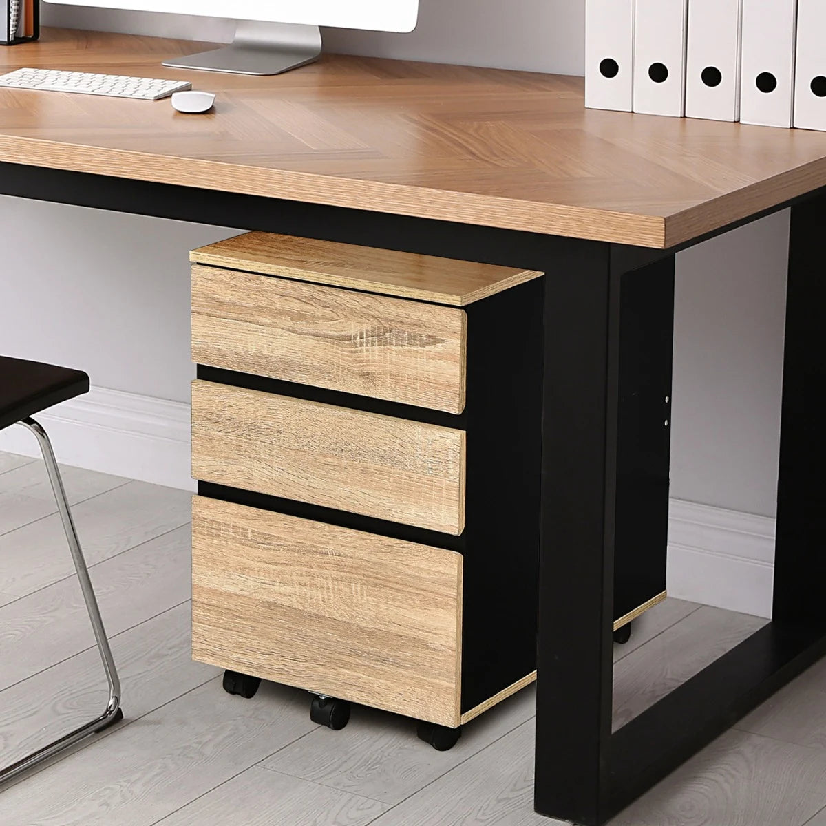 3-Drawer Mobile File Cabinet with Anti-tilt Design for Home & Office