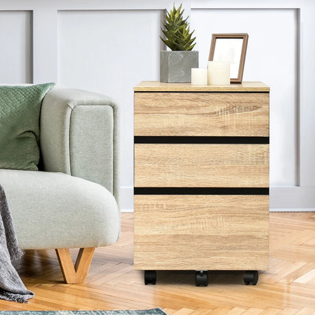 3-Drawer Mobile File Cabinet with Anti-tilt Design for Home & Office