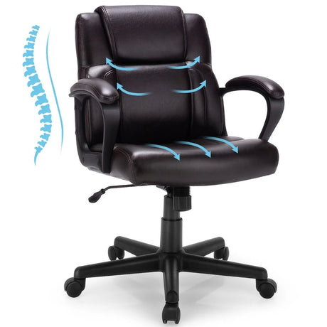 Ergonomic Swivel Computer Chair with Padded Armrests for Office