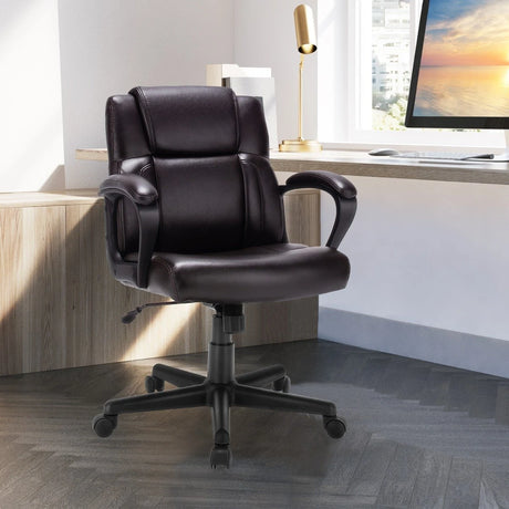Ergonomic Swivel Computer Chair with Padded Armrests for Office