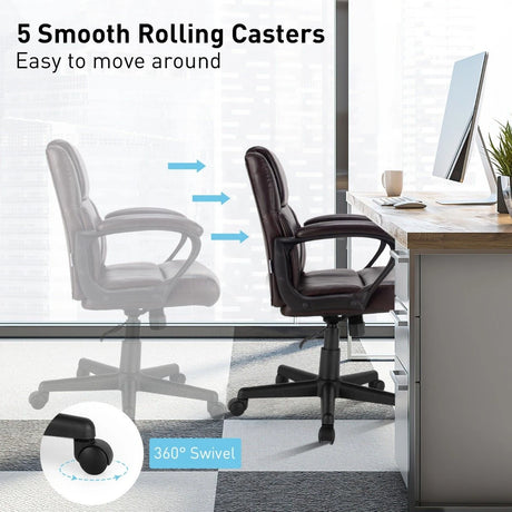 Ergonomic Swivel Computer Chair with Padded Armrests for Office