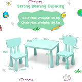 3 Pieces Kids Table Set with 2 Chairs for Reading-Green