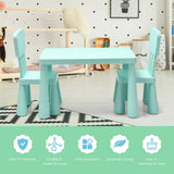 3 Pieces Kids Table Set with 2 Chairs for Reading-Green