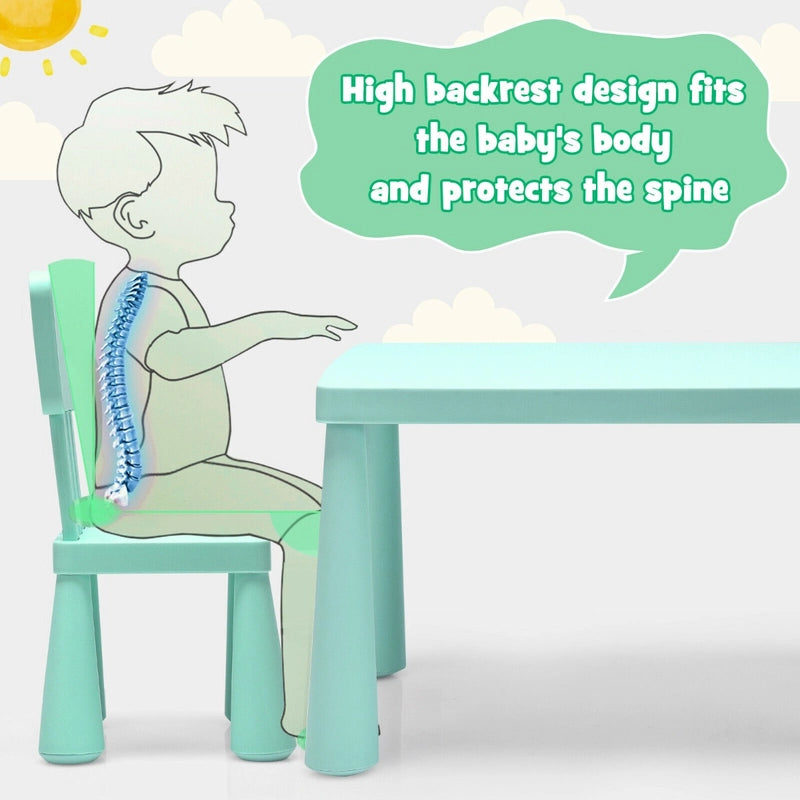 3 Pieces Kids Table Set with 2 Chairs for Reading-Green