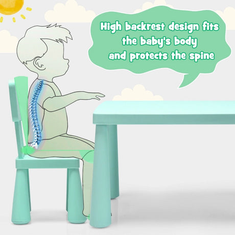 3 Pieces Kids Table Set with 2 Chairs for Reading-Green