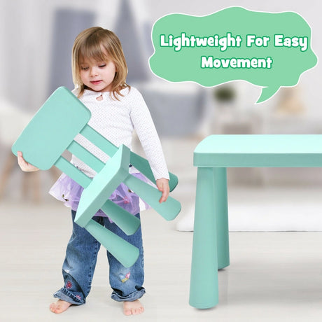 3 Pieces Kids Table Set with 2 Chairs for Reading-Green