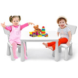 3 Pieces Kids Table Set with 2 Chairs for Reading-White