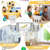 3 Pieces Kids Table Set with 2 Chairs for Reading-White