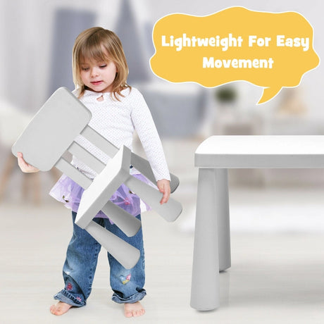 3 Pieces Kids Table Set with 2 Chairs for Reading-White