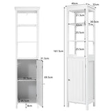 Freestanding Storage Cabinet With 3-Tier Shelf and Door for Bathroom-White