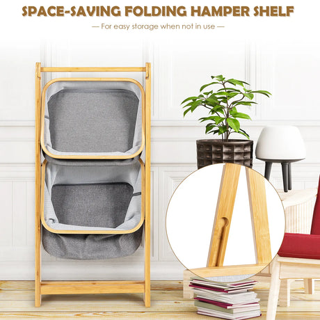 Folding bamboo bathroom organizer 44.5 x 35 x 97.5 cm