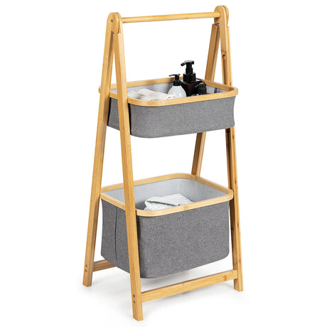 Folding bamboo bathroom organizer 44.5 x 35 x 97.5 cm