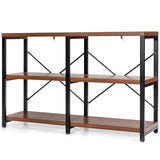 3 Tier 47 Inch Console Metal Frame Sofa Table-Rustic Brown